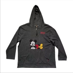 Vintage Disney Mickey Unlimited Gray Fleece 1/4 Zip Sweater - Women's Size 2X